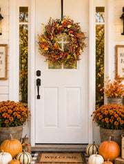 Walasis Fall Wreath, 26 Inch Diameter, Wheat and Berry