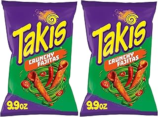 Takis Crunchy Fajitas Sharing Size – Fajita Flavored Mild Spicy Rolled Tortilla Chips (Pack of 2)