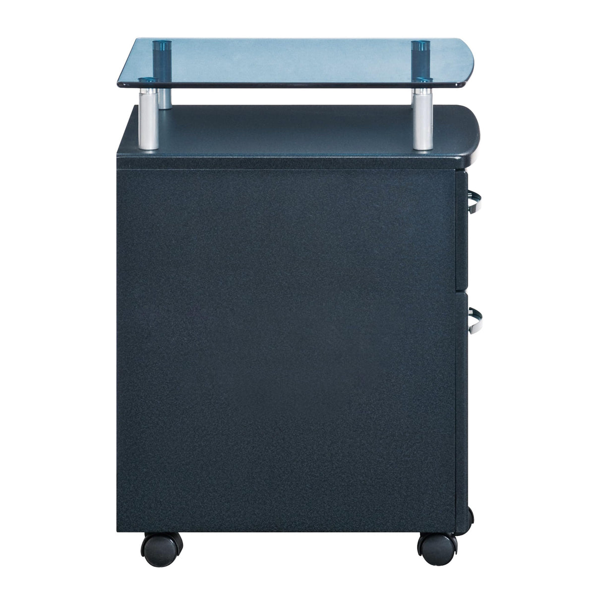 2‑Drawer Rolling File Cabinet with Lock by Techni Mobili – Regular, Glass, Graphite, Model RTA-S06-GPH06