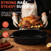 Gestone Roasting Rack, Nonstick Stainless Steel, Oval 12.4 x 8.5 Inch Black