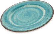 Mingle Resuable Plastic Plate Dinner Plate with Pottery Style for Home and Restaurant by Carlisle FoodService Products – Dinner Plate11 Inches, 0.49732 ounces, Melamine, Aqua