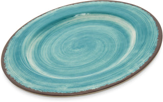Mingle Resuable Plastic Plate Dinner Plate with Pottery Style for Home and Restaurant by Carlisle FoodService Products – Dinner Plate11 Inches, 0.49732 ounces, Melamine, Aqua