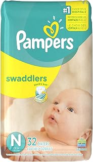 Pampers Swaddlers Newborn Disposable Diapers Size N, 32 Count