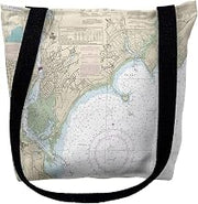 Betsy Drake TY12370NSM 16 x 16 in. North Long Island Sound New York Nautical Map Tote Bag - Medium