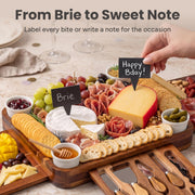 Smirly Charcuterie Board Set, Acacia Wood, 15.7 x 13.3 Inches
