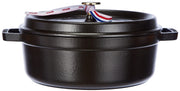Cocotte shallow Round 26cm Black by STAUB – 4 quarts, 4 liters, Cast Iron, Noir Mat, Model 1007502