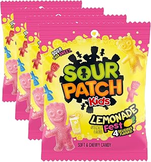 Sour Patch Kids Lemonade Fest Soft & Chewy Candy, 3.61 oz Bag (Pack of 4)