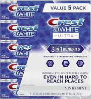 Crest 3D White Ultra Whitening Toothpaste, Vivid Mint, (5.3 Ounce, 5 Pack)