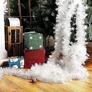 Dazzling Rattan & Glitter Garland - Versatile Christmas Decoration for Staircase, Tree, Mantel, Indoor or Outdoor