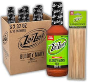 Zing Zang Bloody Mary Cocktail Mixer + Wooden Skewers (6 x 32 Fl Oz) | Non-Alcoholic Mixer | Bar Supplies