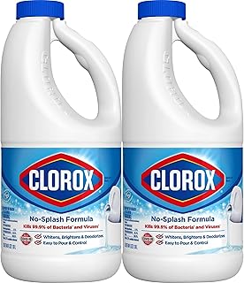 Clorox Splashless Disinfecting Bleach Cleaner, 2 Pack Regular Concentrated Liquid Bleach, Removes Mold, Mildew and Stains, Whitens, for Multi Purpose Cleaning and Laundry, 40 oz Bottles