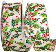 Reliant Ribbon Holly Value Wired Edge Ribbon, 2-1/2 Inch X 50 Yards, Multi