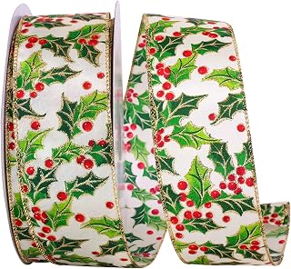 Reliant Ribbon Holly Value Wired Edge Ribbon, 2-1/2 Inch X 50 Yards, Multi