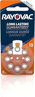 Rayovac Mercury Free Hearing Aid Batteries, Size 13, (L13ZA-8ZM), 8-Pack