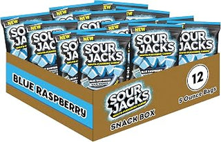 SOUR JACKS, Sour Gummy Candy, Blue Raspberry Candy, 12 Pack of 5oz Bags, Fat Free, Gluten Free