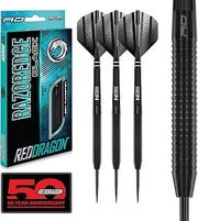 RED DRAGON Razor Edge Black 85% Tungsten Darts with Flights and Stems - Available in 20g, 22g, 23g, 24g, 26g & 28g