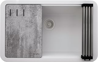 Ruvati 30-inch Granite Composite Quartz Workstation White Undermount Kitchen Sink - RVG2310WH