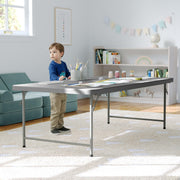 Kids 4.93 ft Plastic Folding Table by Flash Furniture – 30"W x 60"L x 19"H, Plastic, Plastic: Polyethylene, Metal, Granite Gray, Model RB-3060-KID-GY-GG
