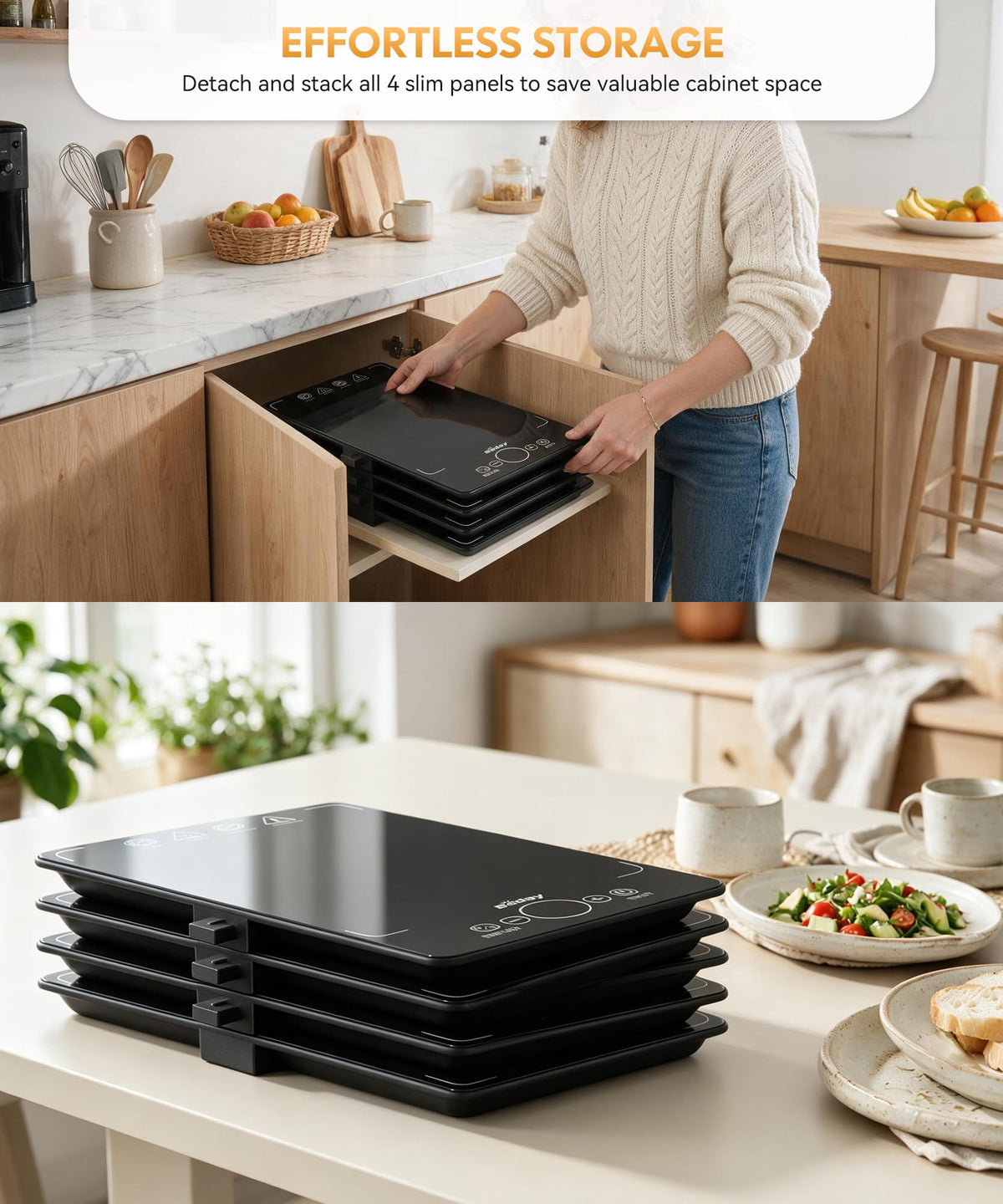 Beday Modular Warming Tray, 4 Zones, Expandable Black