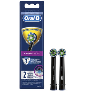 CrossAction Electric Toothbrush Replacement Brush Head Refills by Oral-B – 2 Count (Pack of 1), Black, Model 10069055127169