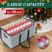 Baleine Ornament Storage Bin with Dividers, Holds 128 Balls, Grey Soft