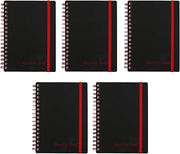 Black n' Red Twin Wire Poly Cover Notebook, 3-5/8" x 5-7/8" Sheet Size, Black/Red, 70 Ruled Sheets, Sold as 5 Pack (F67010)