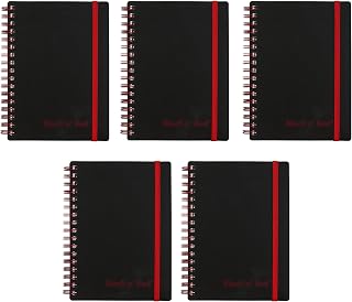 Black n' Red Twin Wire Poly Cover Notebook, 3-5/8" x 5-7/8" Sheet Size, Black/Red, 70 Ruled Sheets, Sold as 5 Pack (F67010)