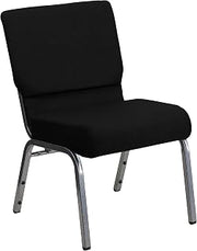Flash Furniture Hercules 21 in Wide Fabric Stackable Church Chair, Black | Silver Vein Frame, Fabric Upholstery