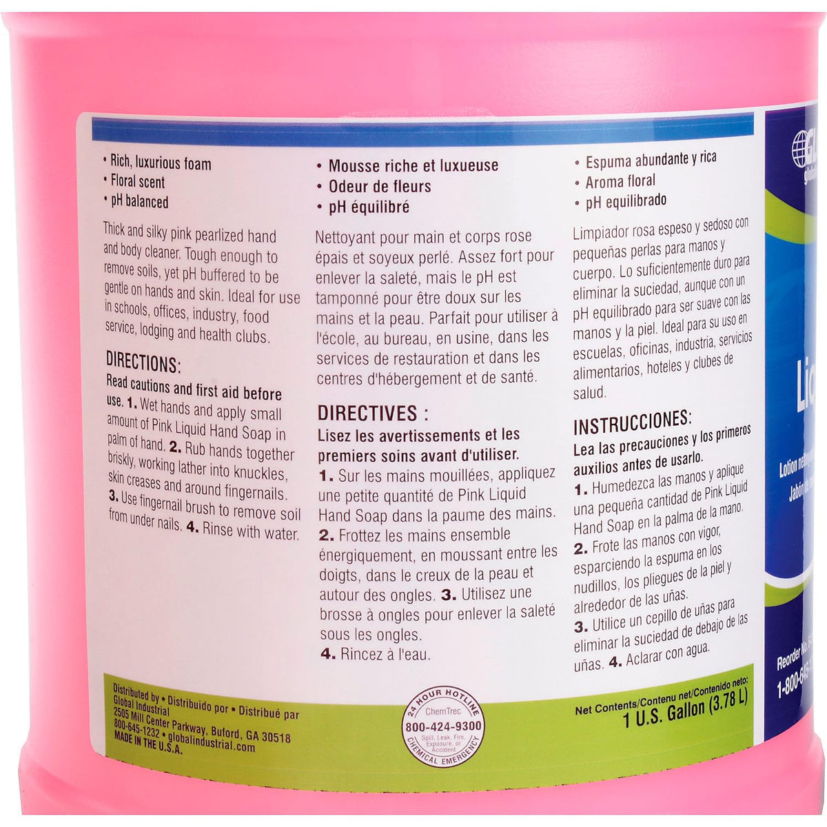 Global Industrial Liquid Hand Soap by Sim Imports – 128 Fl Oz (Pack of 1), Pink, Model 641370
