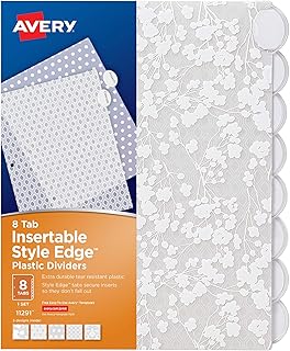 Avery Insertable Style Edge Plastic Dividers, 8-Tab, White, 1 Set