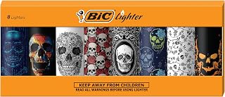 BIC Special Edition Skulls Series, Maxi Pocket Lighters, Set of 8