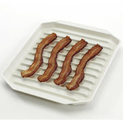 Microwave Compact Bacon Plastic Rack by Nordic Ware – 8.8" x 7.6" x 0.6", Plastic, White, Model 60110AMZ