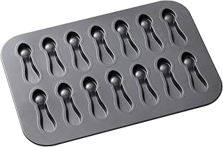 KitchenCraft Chicago Metallic Professional Non-Stick 14-Hole Spoon-Shaped Cookie Baking Tin, 40 x 28 cm (15.5" x 11")