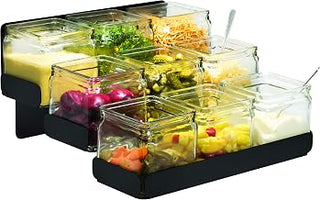 Rosseto SM328 Condiments Station- 9 Glass Jars & Tiered Holder