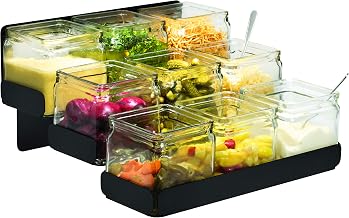 Rosseto SM328 Condiments Station- 9 Glass Jars & Tiered Holder