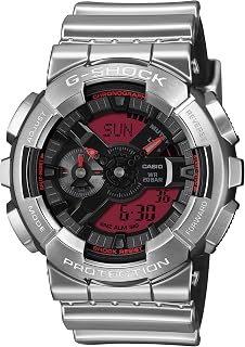 Casio G-Shock Fine Metallic Series Silver Red Analog-Digital Watch GM110YRA-8A