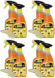 Adhesive Remover Spray Gel by Goo Gone – 12 Fl Oz (Pack of 8 + Sticker Lifter), orange, Pack of 8, Model 2206ZBP
