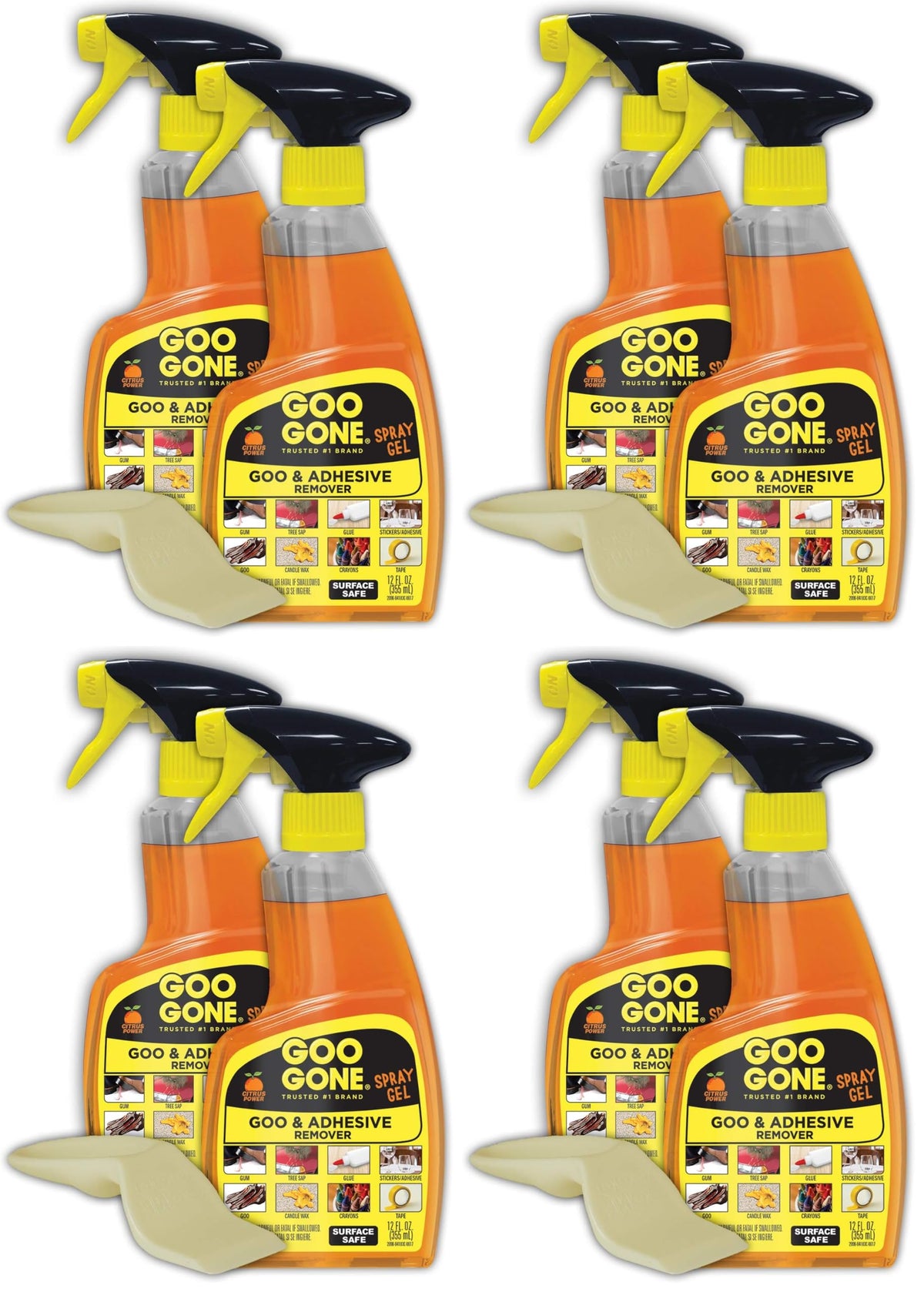 Adhesive Remover Spray Gel by Goo Gone – 12 Fl Oz (Pack of 8 + Sticker Lifter), orange, Pack of 8, Model 2206ZBP