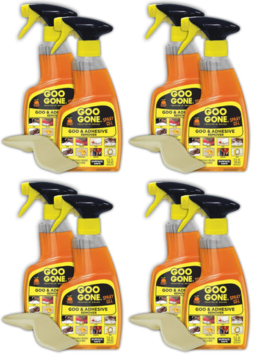 Adhesive Remover Spray Gel by Goo Gone – 12 Fl Oz (Pack of 8 + Sticker Lifter), orange, Pack of 8, Model 2206ZBP
