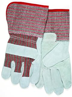 MCR Safety 1210S Leather Palm Work Gloves, Gray, Large, 1-Pair