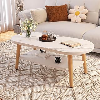 Coffee Tables for Living Room, Mesa de Centro para sala, Farmhouse Coffee Table, Modern and Simple with Solid Wood Legs, Easy to Assemble, Suitable for Living Room, Apartment(Silver)