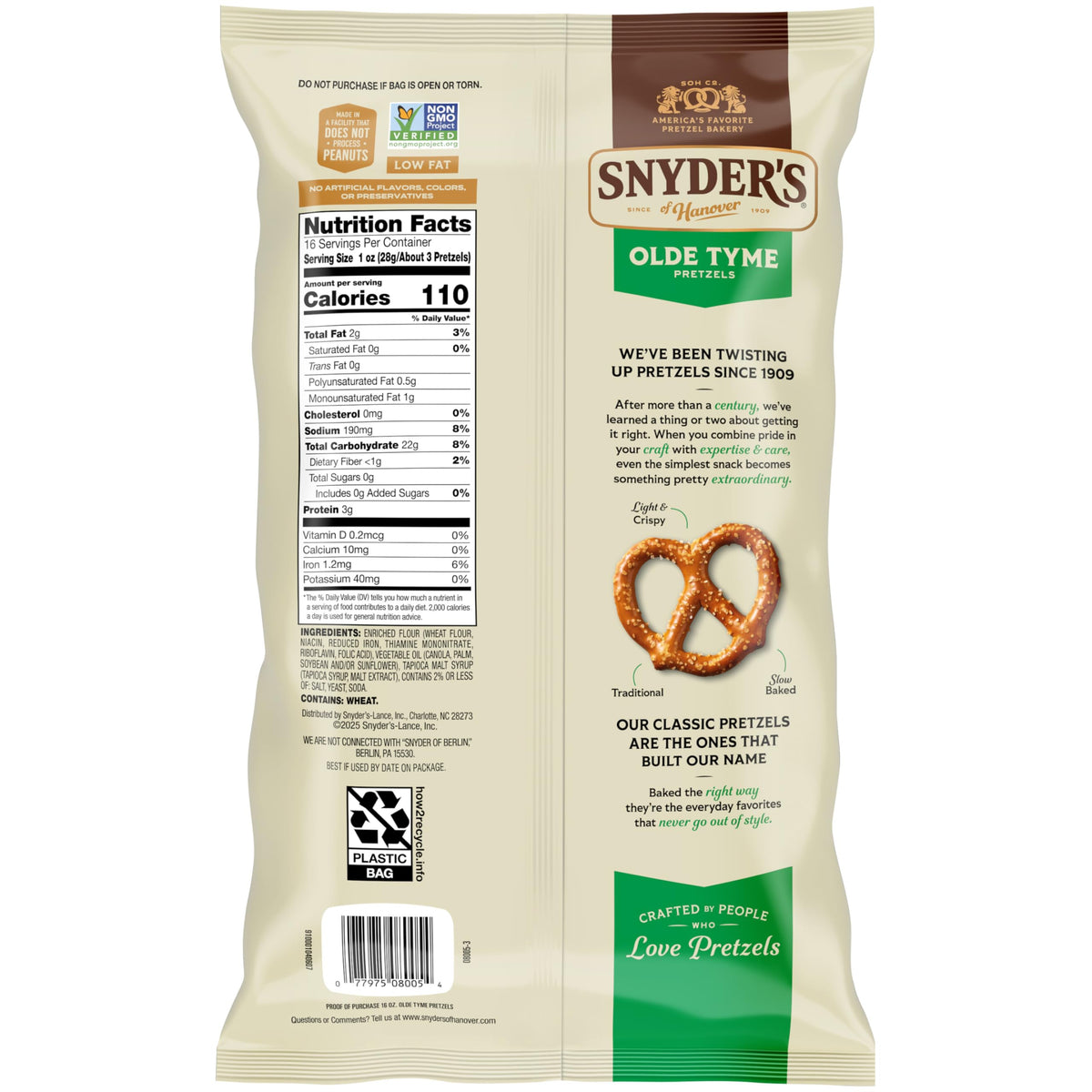 Old Tyme Pretzels by Snyder's of Hanover – 16 Ounce (Pack of 3), Model 80050