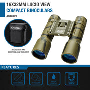 Lucid 16x32 Compact Binocular (Camouflage) by Barska – 16x32, Premium Optics, Camouflage, Model AB10122