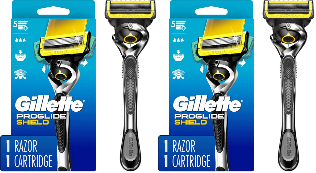 Gillette 1 Count (Pack of 2) / Handle + 1 Refill / Black Cartridge Razors