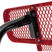 Global Industrial 72" W Outdoor Steel Bench w/Backrest – Perforated Metal, In Ground Mount, Red