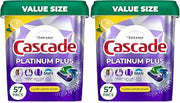 Cascade Platinum Plus Dishwasher Pods, Dishwasher Detergent, Dish Detergent Soap, Lemon, 57 Count (Pack of 2)