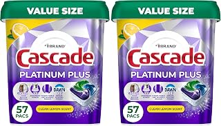 Cascade Platinum Plus Dishwasher Pods, Dishwasher Detergent, Dish Detergent Soap, Lemon, 57 Count (Pack of 2)