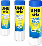 UHU Stic Magic Glue Stick - Solvent Free - Dries Clear - 8G/21G/40G - 1 of Each Size - Pack of 3