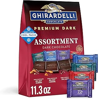 Ghirardelli PREMIUM DARK Chocolate SQUARES, 11.3oz Bag, 3 Pack