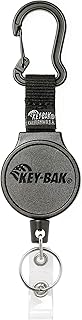 KEY-BAK MID6-Duo Heavy Duty Badge Reel and Keychain That Holds 10 Keys, Carabiner, Black, Medium (0006-0824)